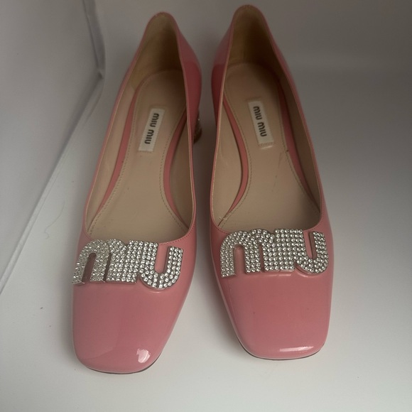Miu Miu Rhinestone Patent Leather Heels 37.5